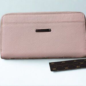 REBECCA MINKOFF | Luma Saffiano Leather Large Zip Wallet | Pale Pink | Barbie